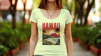 Hawaii T-Shirt Design: Colorful Beach Scene PNG SVG (Downloadable File)