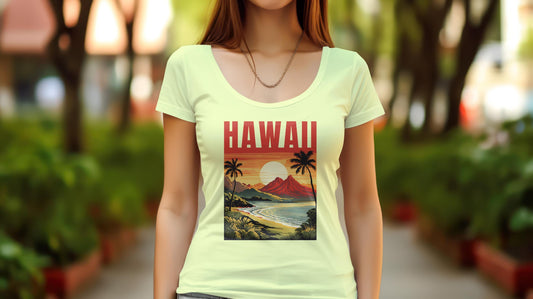 Hawaii T-Shirt Design: Colorful Beach Scene PNG SVG (Downloadable File)