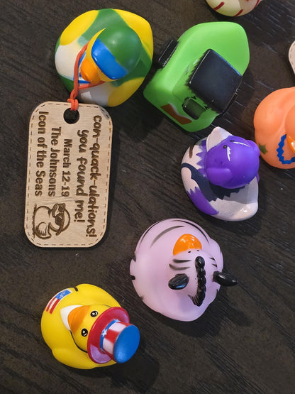 Engraved Wood Duck Tags: Cruise Ship Game, Set of 10