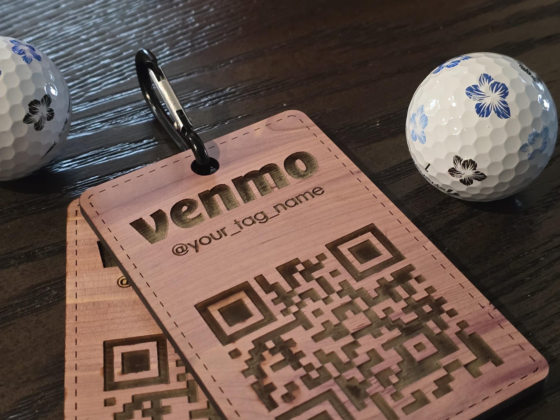 Custom Venmo Golf Bag Tag: Wooden QR Code Gift