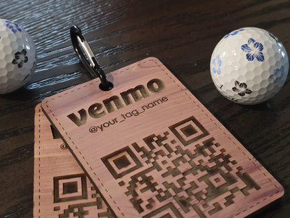 Custom Venmo Golf Bag Tag: Wooden QR Code Gift