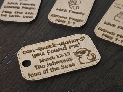 Laser Engraved Wooden Duck Tags: Cruise Ship Game, Set of 10