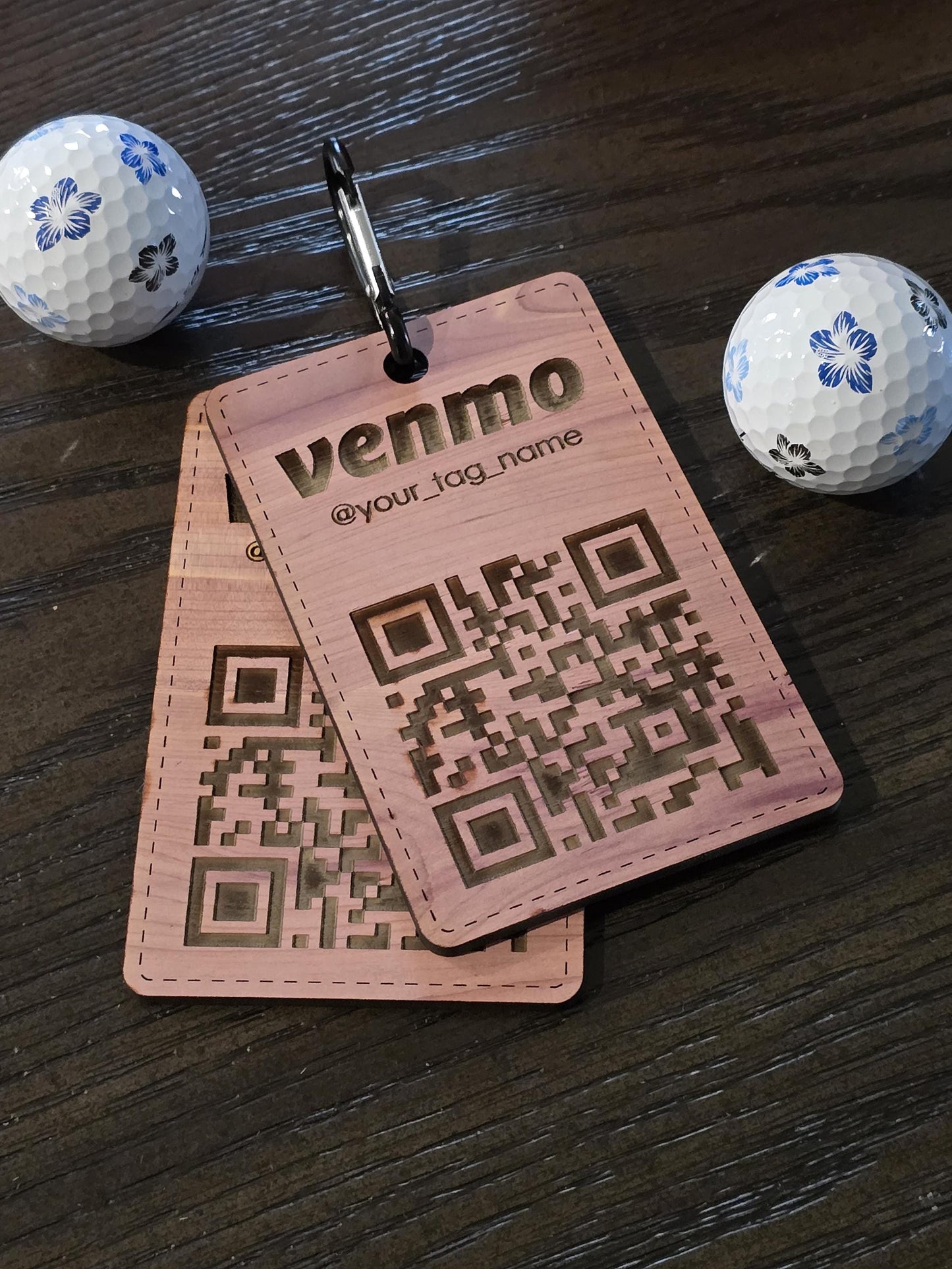 Custom Venmo Golf Bag Tag: Wooden QR Code Gift