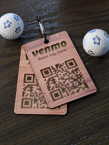 Custom Venmo Golf Bag Tag: Wooden QR Code Gift