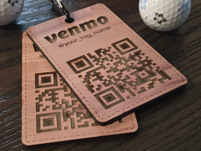 Custom Venmo Golf Bag Tag: Wooden QR Code Gift