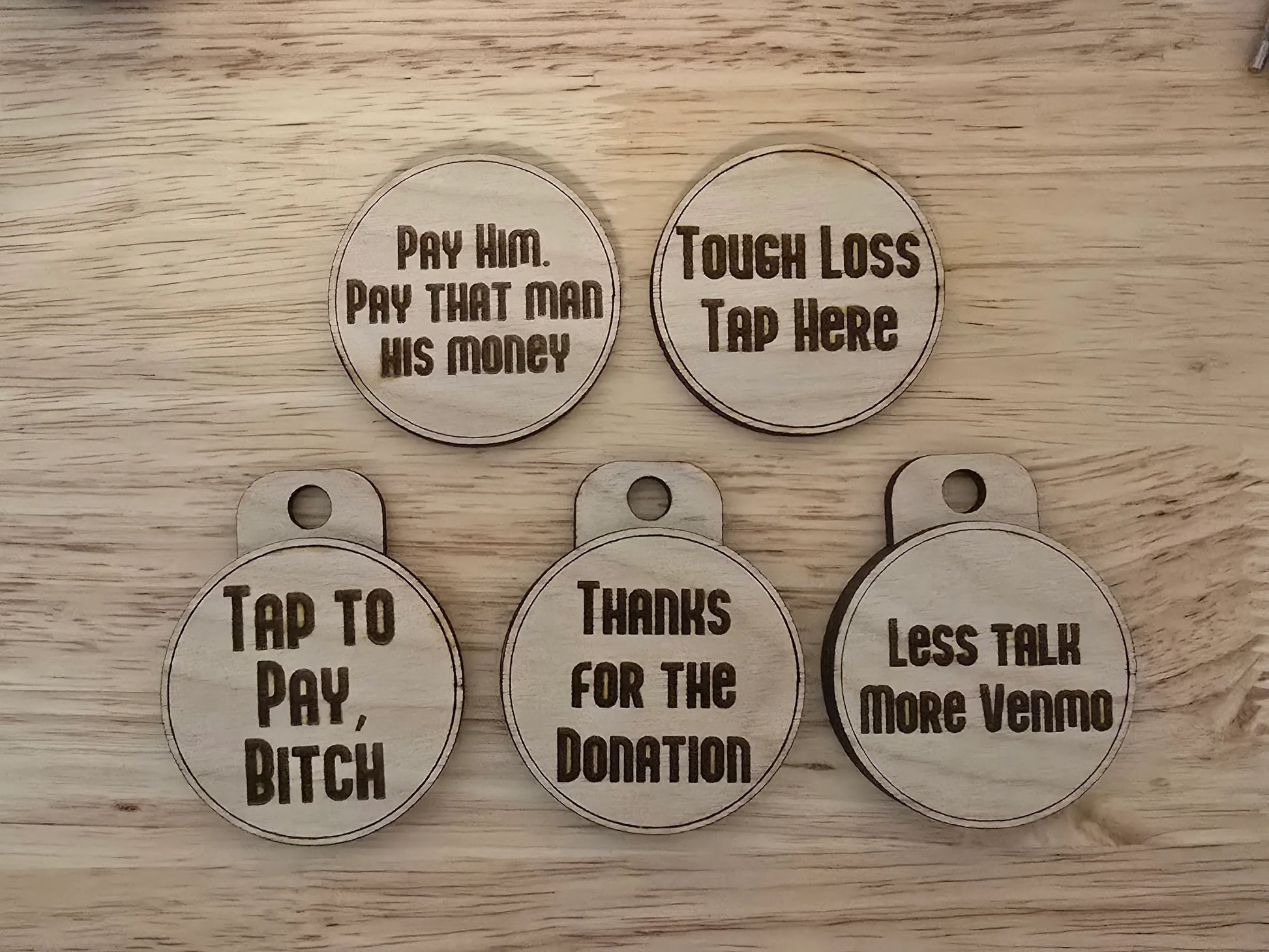 Tap to Pay Venmo Bag Tag - Wooden - Riley's Treehouse